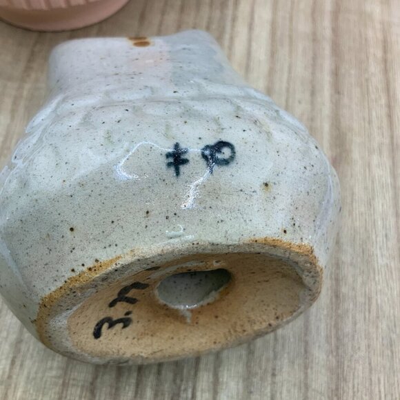 Tonala Mexican Vintage Sandstone Owl Hand Painted Folk Art Pottery - Picture 6 of 8